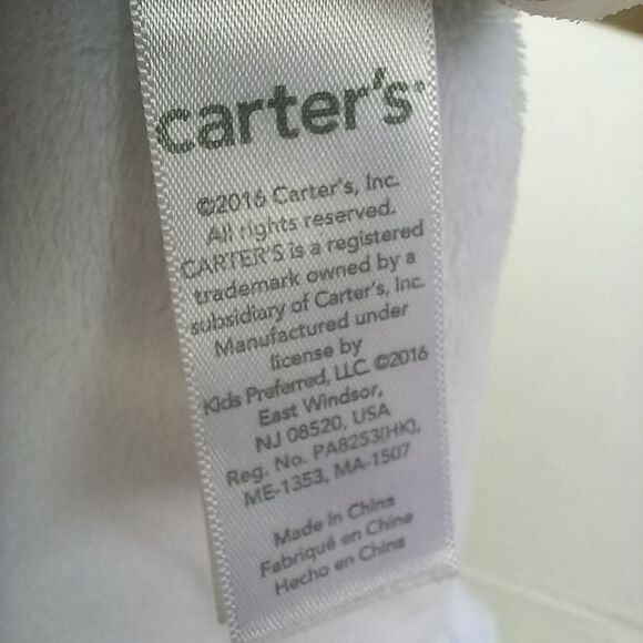 Carters Lamb Plush Lovey Security Blanket-2016-14 x 14"-Gray Stars-Embroidered - Picture 7 of 9